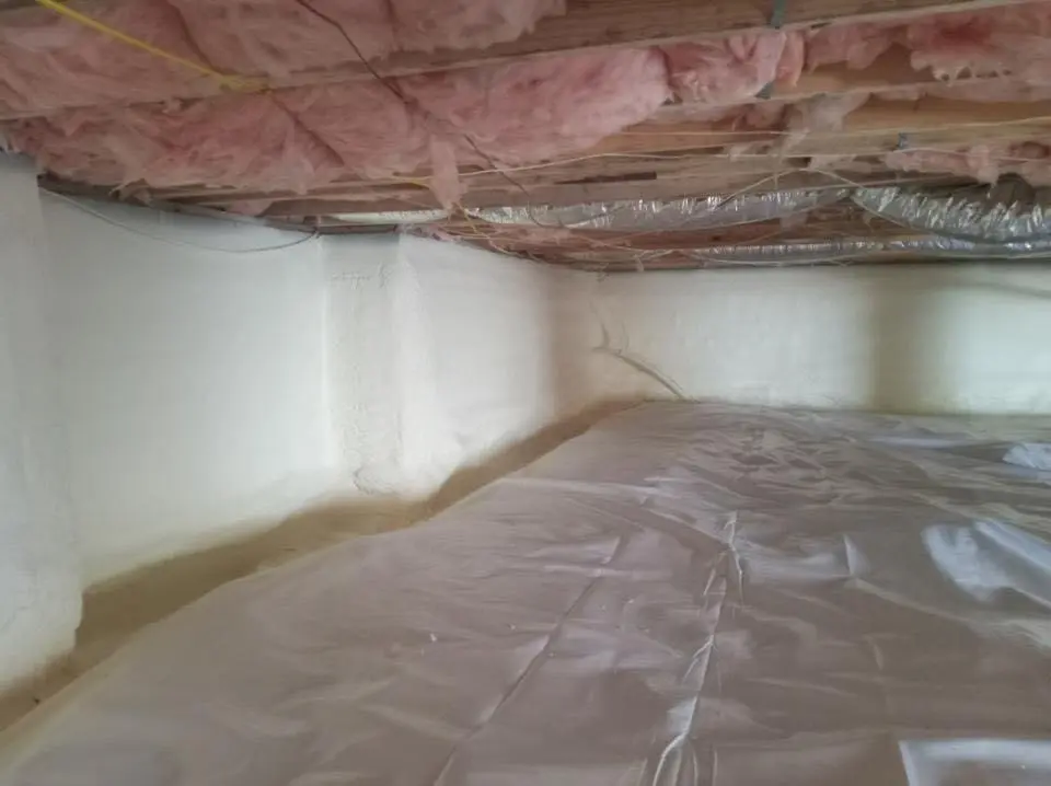 Crawl space encapsulation with closed-cell spray foam for Roof Leak Repair in Lake Shore